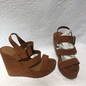 Brown Suede Strappy Wedges